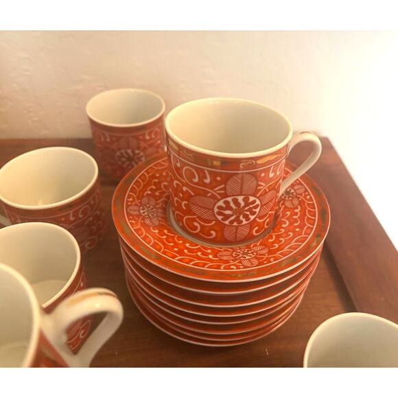 Vintage MCM Georges Briard Imperial Brocade Porcelain Tea Set 19 Piece ~ Japan - Picture 3 of 7